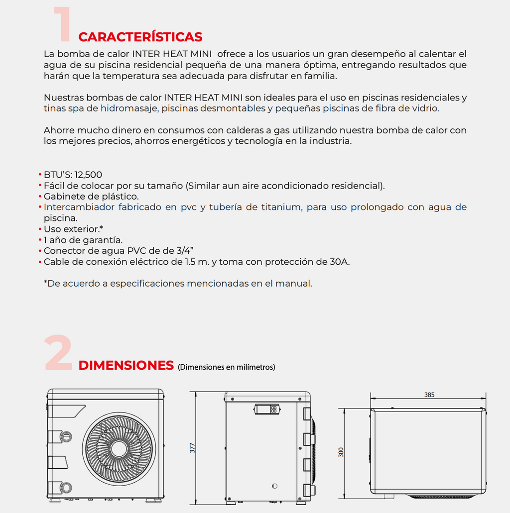 BOMBA DE CALOR 12,500 BTU´s